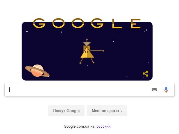 Google посвятил дудл завершению 22-летней миссии зонда "Кассини"
