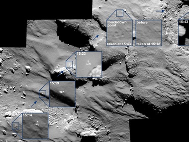 Европейское космическое агентство опубликовало новые снимки посадки модуля "Филы" на комету