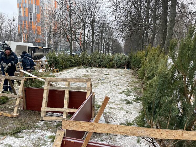 В Киеве демонтировали около 30 незаконных елочных базаров