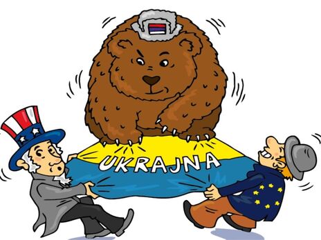 Таку ілюстрацію розмістили в угорському підручнику з географії для 8 класу. Автори підручника запитали дітей: "Кому має належати Україна?"