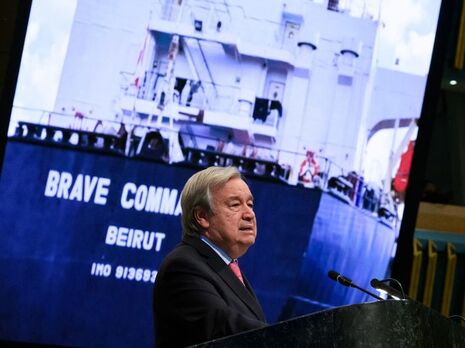 Символом "обещаний и надежд" Гутерриш назвал судно Brave Commander, которое привезло украинское зерно в Африку