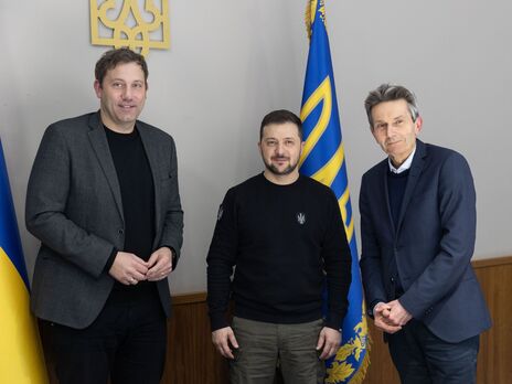 Зеленський (по центру) провів зустріч із Клінгбайлем і Мютценіхом у Києві 6 березня