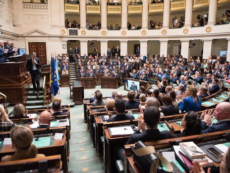 Парламент Бельгії ухвалив історичне рішення, зазначив Зеленський (фото зроблено під час його звернення до Палати представників 23 лютого)
