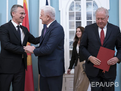 Столтенберг, Маркович і Шеннон на церемонії вступу Чорногорії до НАТО в Держдепі США