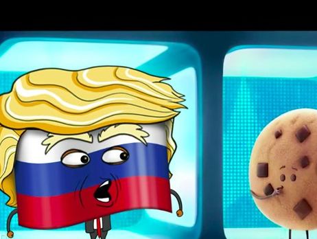 Трамп-флаг в комедийном ролике поговорил с печеньем