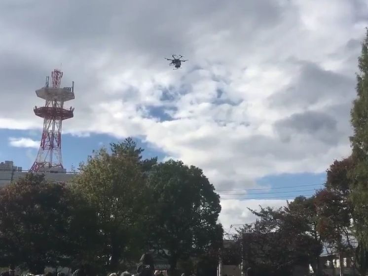 В Японии дрон упал в толпу. Видео