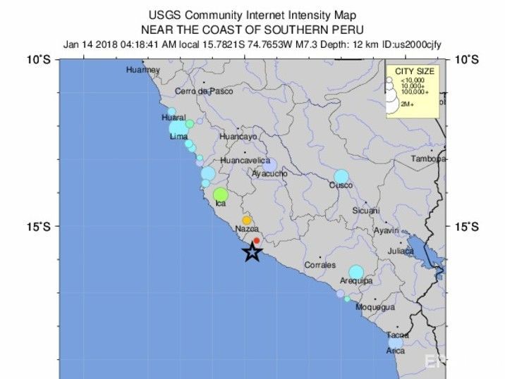 В Перу произошло мощное землетрясение, которое может привести к цунами