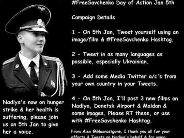 В понедельник канадские волонтеры инициируют в Twitter кампанию по освобождению Савченко