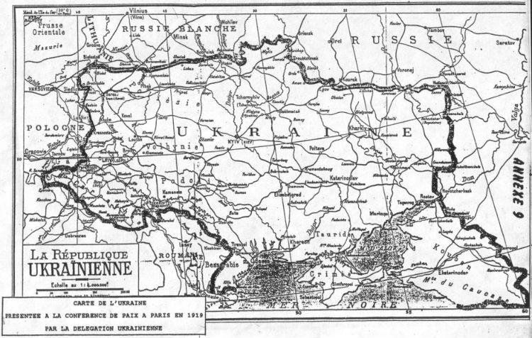 Карта Украины на Парижской мирной конференции, январь 1918