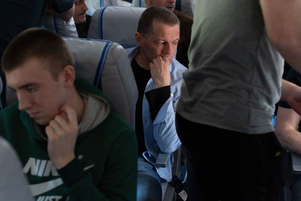 7 сентября 2019 года. Сущенко на борту украинского самолета возвращается домой. Фото: president.gov.ua.